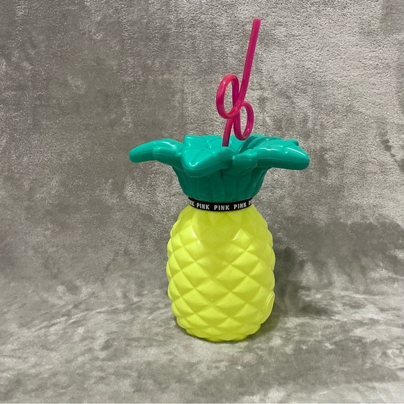 Victoria's Secret Yellow Pineapple Tumbler with Pink Straw - Picture 2 of 9